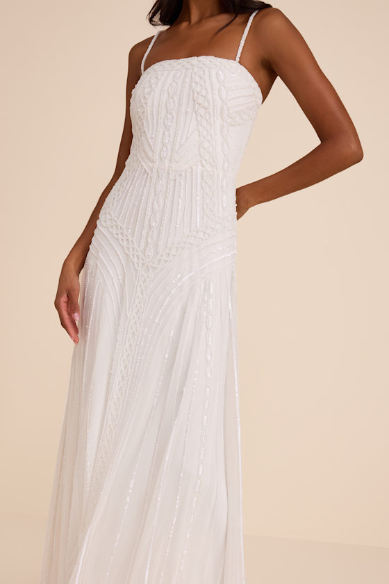 Edessa White Beaded Maxi Dress 2