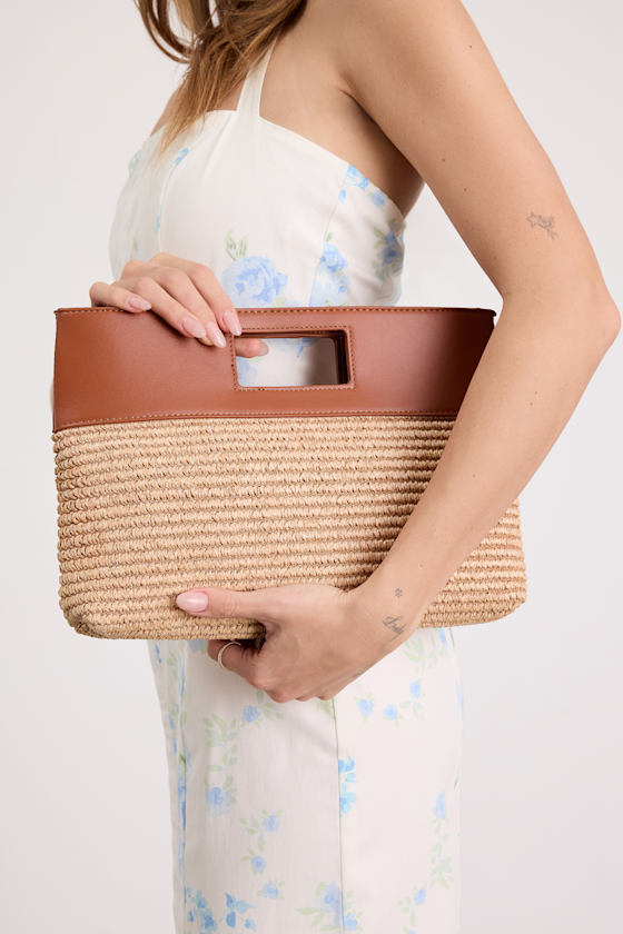 Mendoza Beige Raffia Crossbody Clutch 3