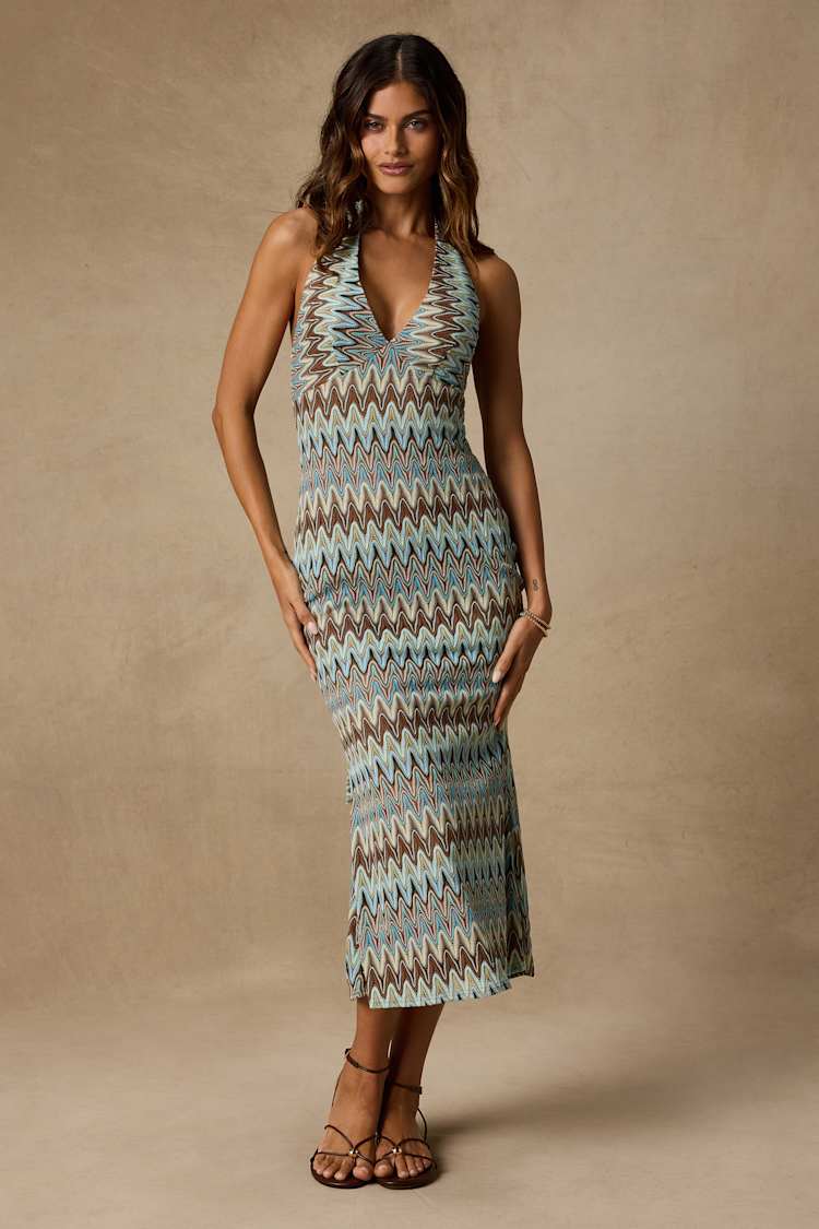 Turquoise and Brown Dress - Crochet Midi Dress - Halter Dress - Lulus Turquoise and Brown Dress - Crochet Midi Dress - Halter Dress - Lulus