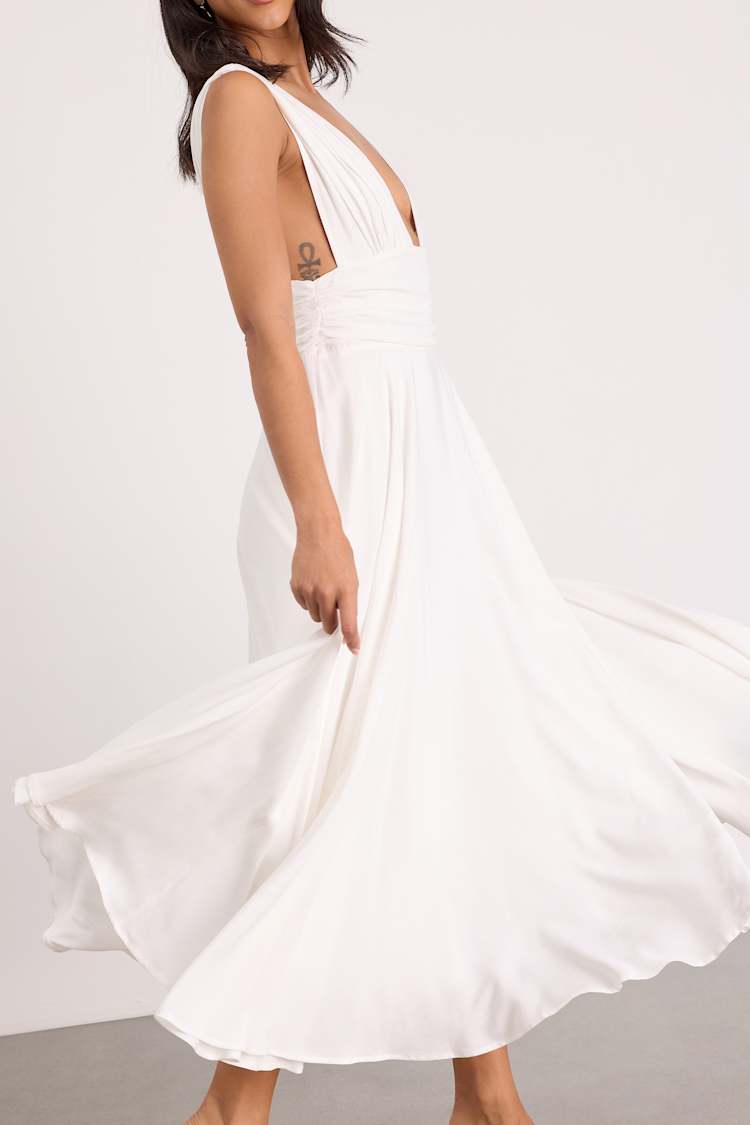 Jaden Ivory Sleeveless Midi Dress