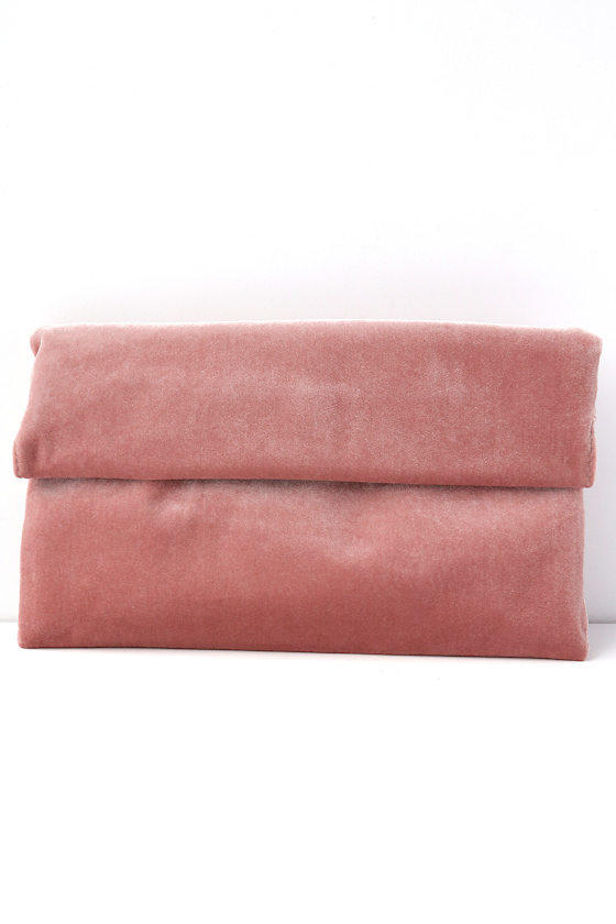 Wild Nights Blush Pink Velvet Foldover Clutch 1