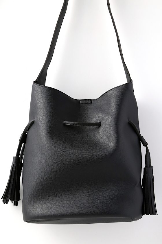 Cute Black Bag Black Bucket Bag Vegan Leather Purse Lulus