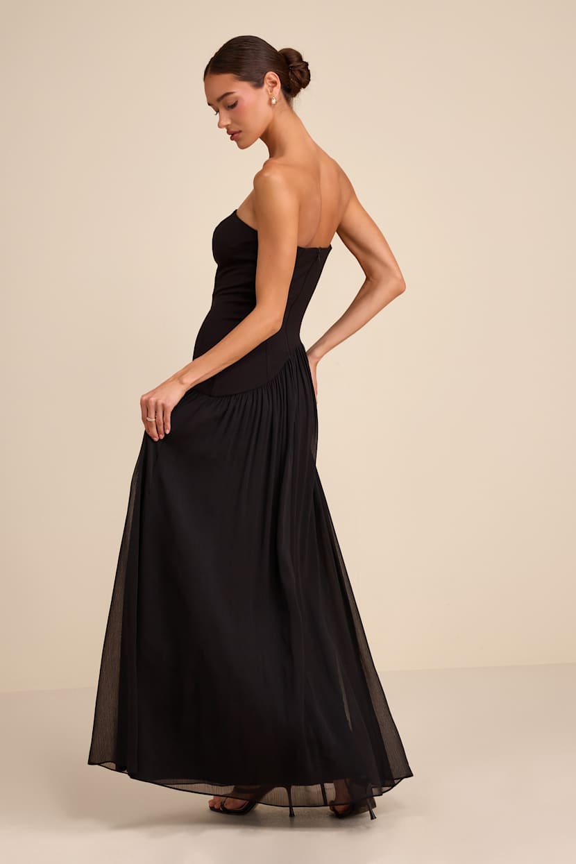 strapless drop waist maxi dress Star Avenue Navy Made in poly fabric Strapless Drop Waist Maxi Dress