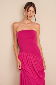 Beth Berry Pink Strapless Drop Waist Maxi Dress 1