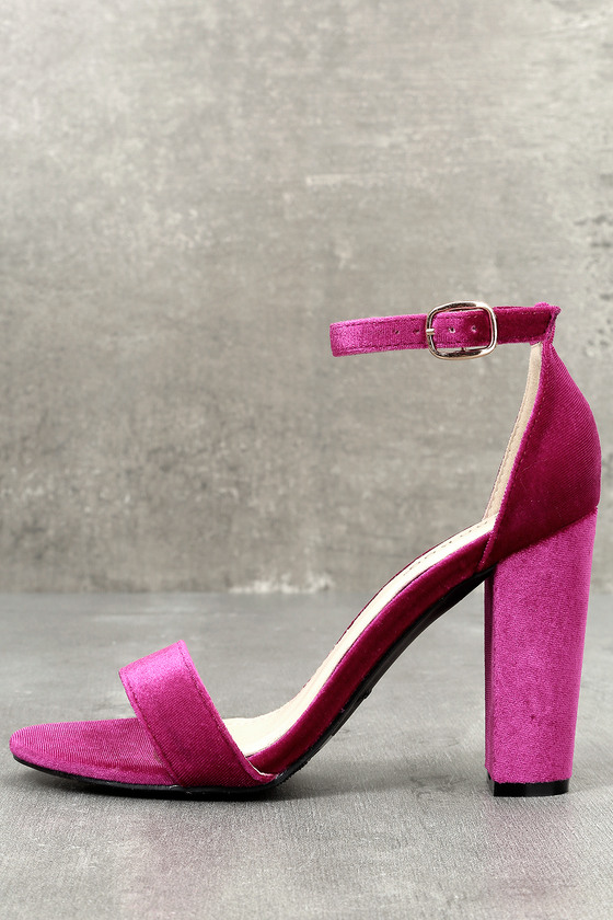 hot pink velvet heels