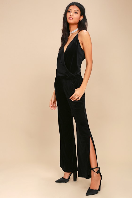 Fia Black Velvet Wide-Leg Jumpsuit 2
