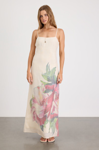 Rayan Cream Multi Floral Scoop Back Maxi Dress 1