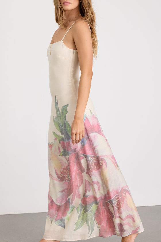 Rayan Cream Multi Floral Scoop Back Maxi Dress 2