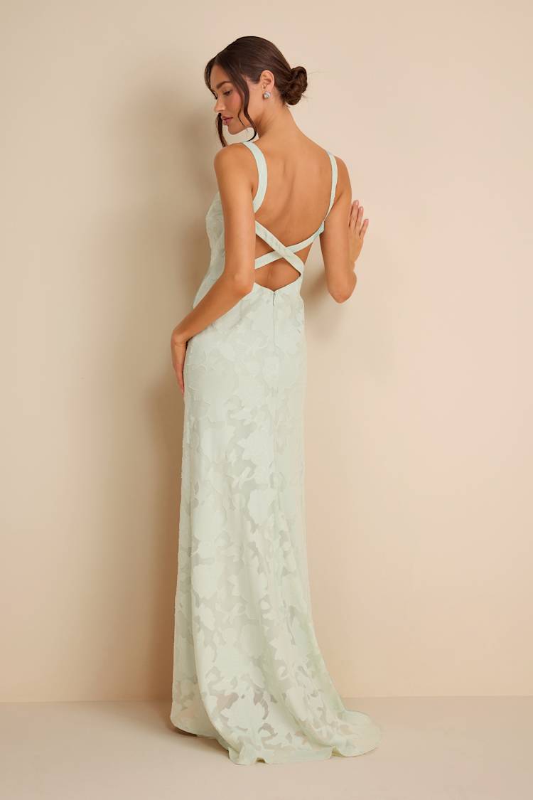 Dusty Sage Floral Burnout Backless Maxi Dress | Womens | Small (Available in XS, M, L, XL) | 100% Polyester | Lulus Dusty Sage Floral Burnout Backless Maxi Dress | Womens | Small (Available in XS, M, L, XL) | 100% Polyester | Lulus