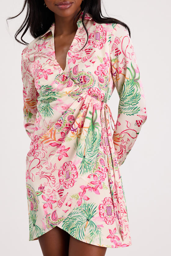 Darine Ivory Multi Boho Print Wrap Mini Dress - thumbnail 3