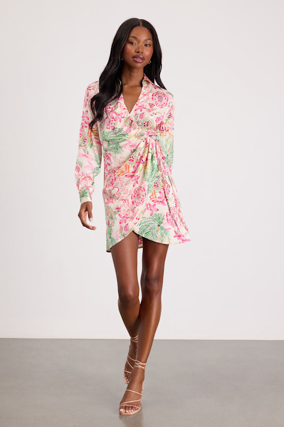 Darine Ivory Multi Boho Print Wrap Mini Dress - thumbnail 4