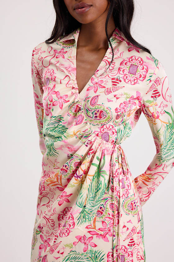 Darine Ivory Multi Boho Print Wrap Mini Dress - thumbnail 5