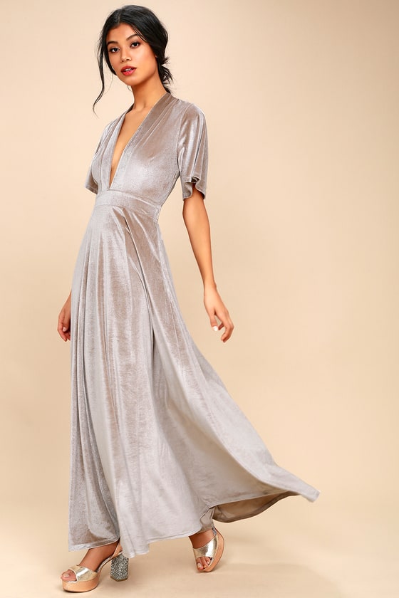 taupe velvet dress