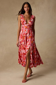 Jaden Pink Multi Abstract Sleeveless Midi Dress 2