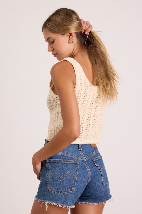 Elite Cuteness Ivory Button-Front Sweater Vest Top 2