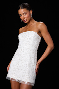 Grecia White Sequin Strapless Mini Dress 1