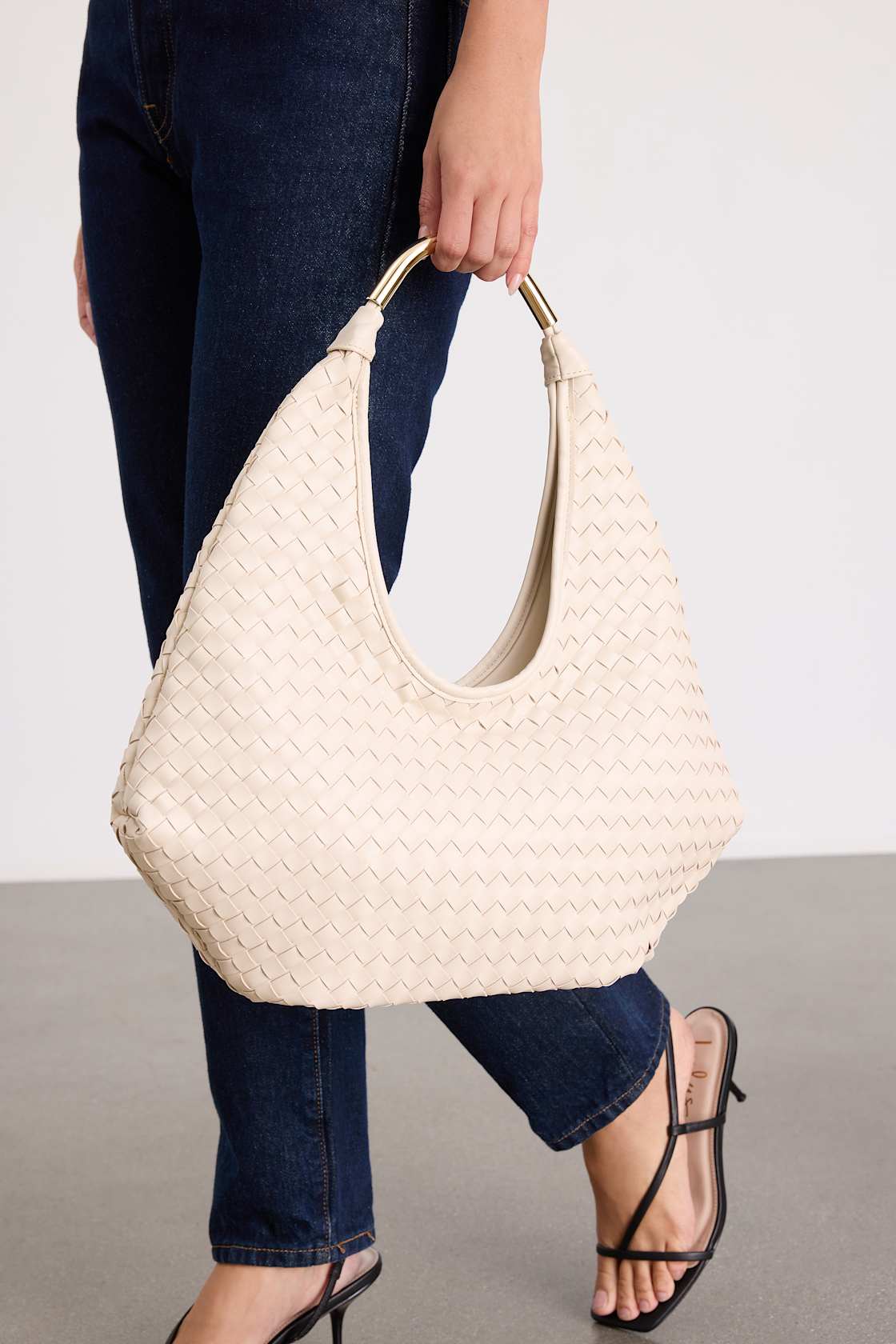 Lulus Della Bone Woven Slouchy Tote Bag