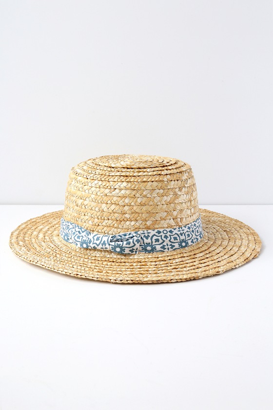 Sicily Blue and Beige Straw Hat 2