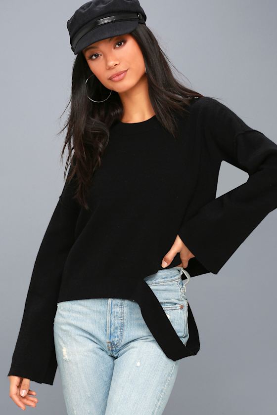 Carly Rust Red Distressed Cropped Sweater