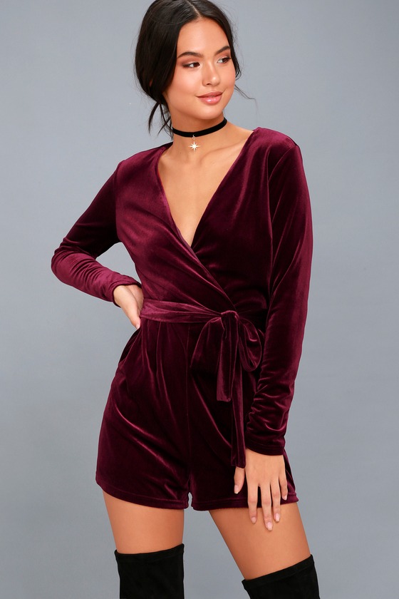 burgundy romper dress