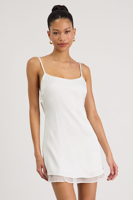 Dandria White Satin Cowl Back Mini Dress 2