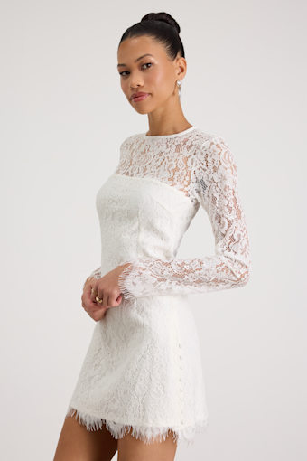 Arlet White Lace Long Sleeve Mini Dress 1