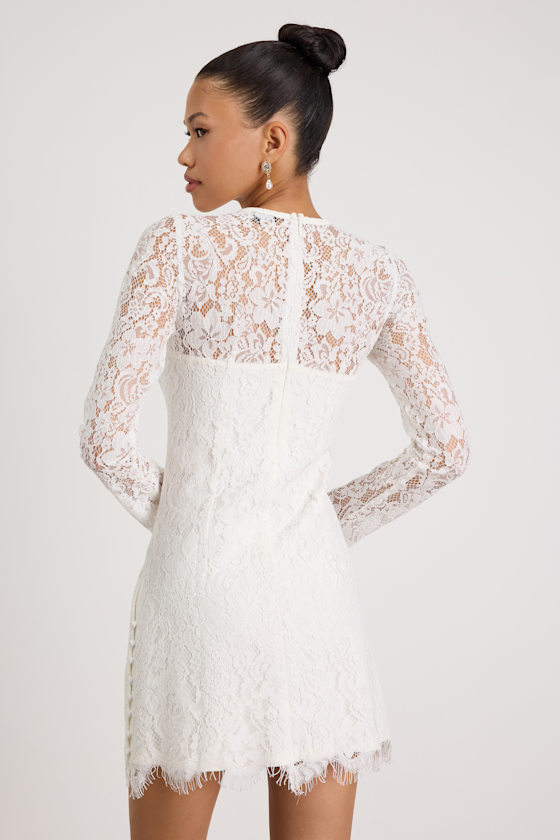 Arlet White Lace Long Sleeve Mini Dress 2
