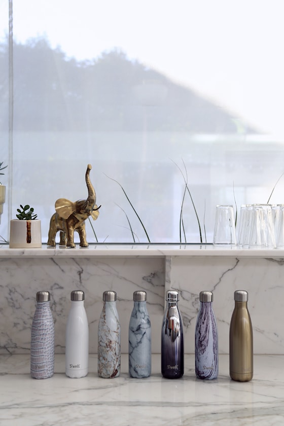 White Marble Stainless Steel Water Bottle 2