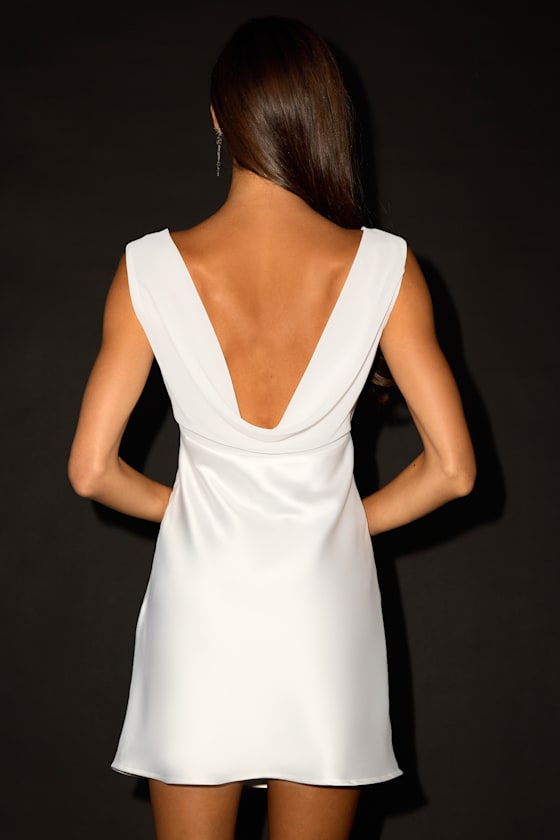Hanley White Satin Slip Mini Dress 2