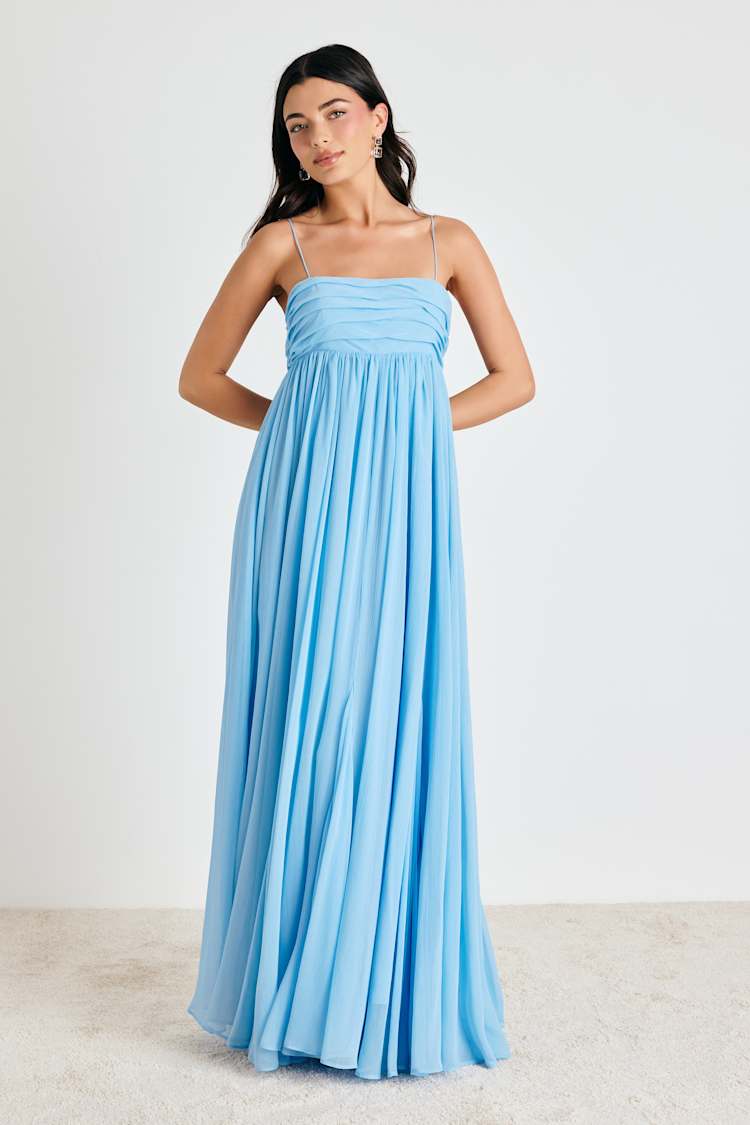 blue dress empire waist Empire-Waist Long Prom Dress with Lace-Up Corset Sage Green / 0