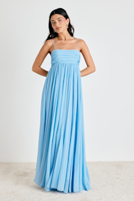 Dansa Light Blue Pleated Maxi Dress 1