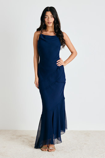 Lanista Navy Strappy Asymmetrical Maxi Dress 1