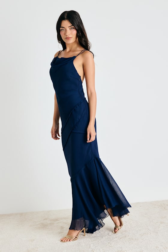 Lanista Navy Strappy Asymmetrical Maxi Dress - thumbnail 4
