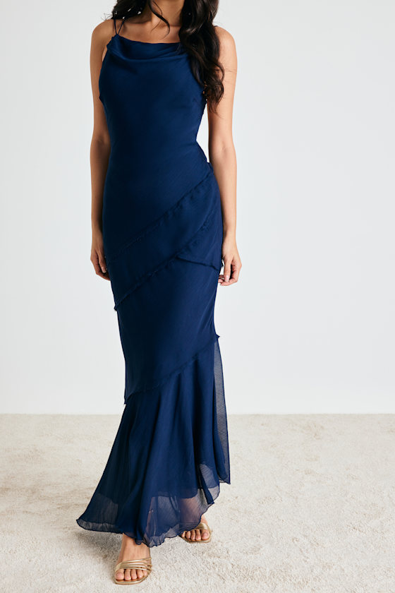 Lanista Navy Strappy Asymmetrical Maxi Dress - thumbnail 5