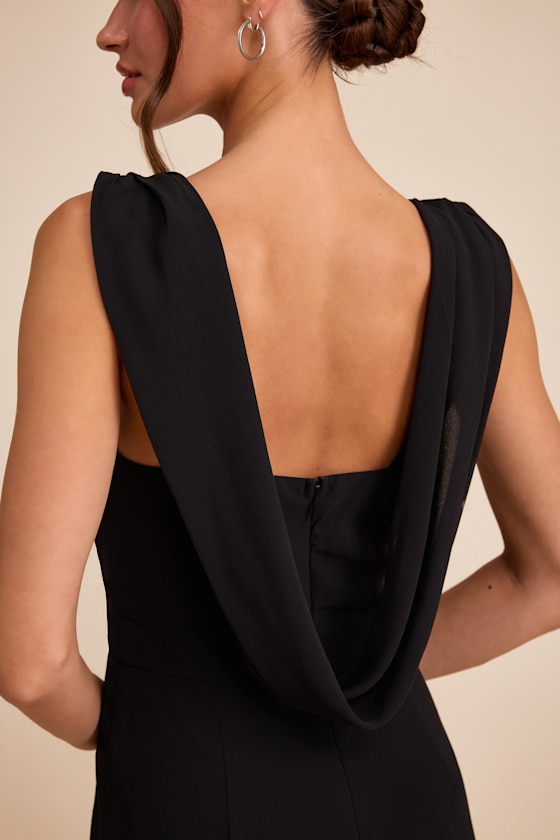 Kelila Black Cowl Neck Jumpsuit and Scarf Set - thumbnail 5