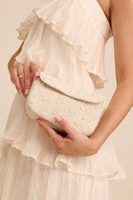 Ardea Ivory Beaded Pearl Crossbody Clutch 3