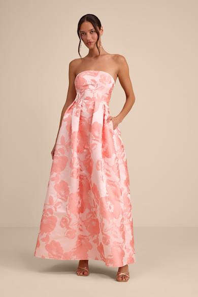 princess polly baby blue dress Pink Cherry Blossom, Pink Floral Bridesmaid Dresses main image 1