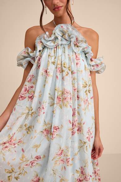 mini floral dresses Petal and Pup Women's Gardenia Halter Mini Dress
