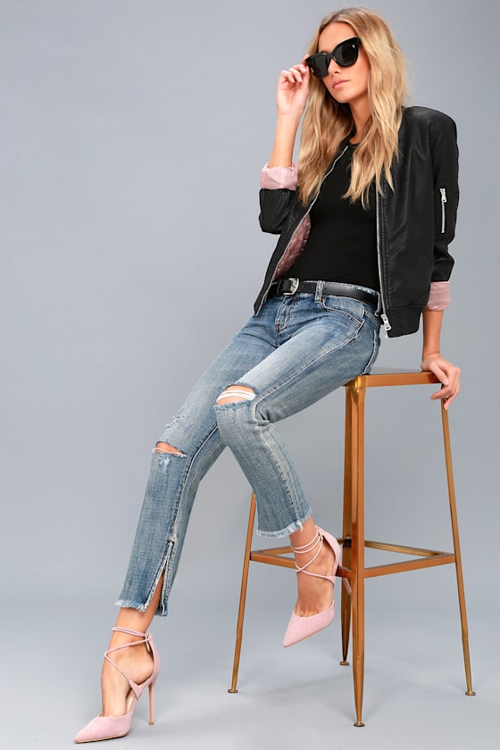 Freebirds Light Wash Distressed Skinny Jeans 1