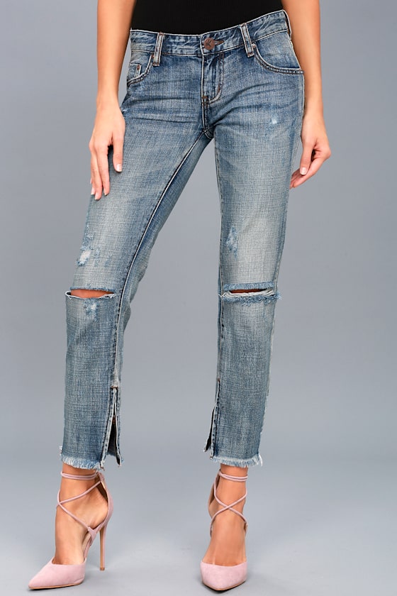 Freebirds Light Wash Distressed Skinny Jeans 2