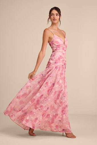 Payton Pink Floral Burnout Drop Waist Maxi Dress 4