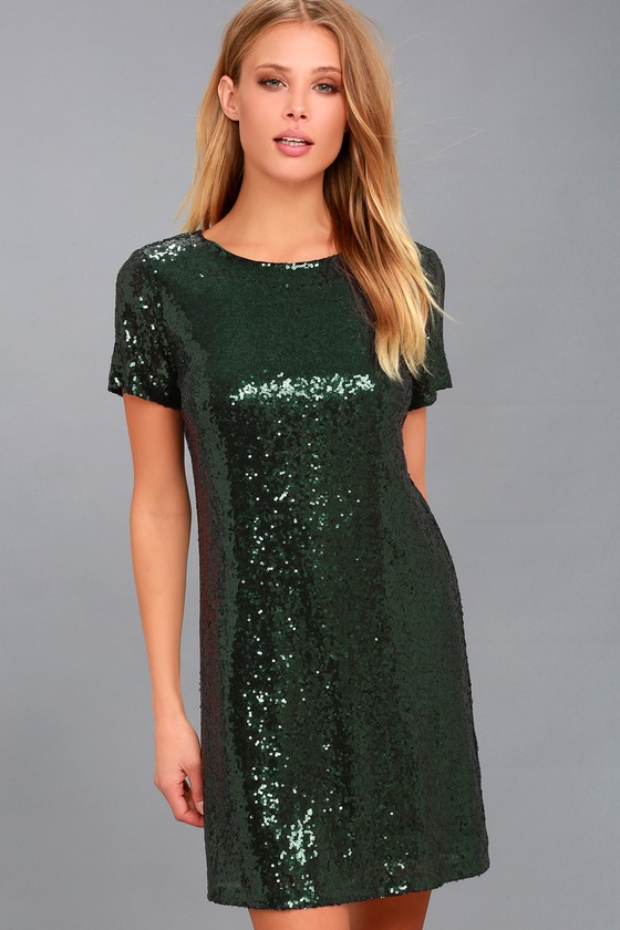 Stunning Dark Green Sequin Dress - Sequin Sheath Dress - Lulus