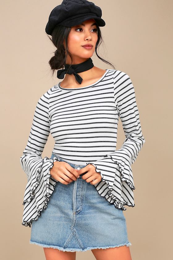 Good Find Grey and White Striped Long Sleeve Top 5