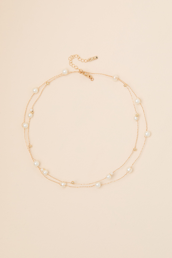 Kelly Gold Pearl Layered Necklace