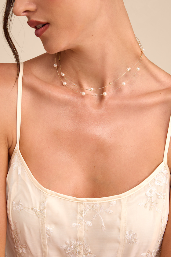 Kelly Gold Pearl Layered Necklace - thumbnail 3