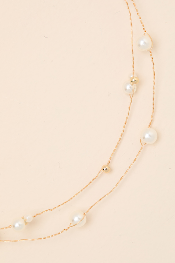 Kelly Gold Pearl Layered Necklace - thumbnail 4