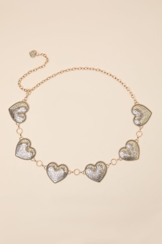 Gold Heart Concho Belt - Concho Chain Belt - Gold Chain Link Belt - Image 5