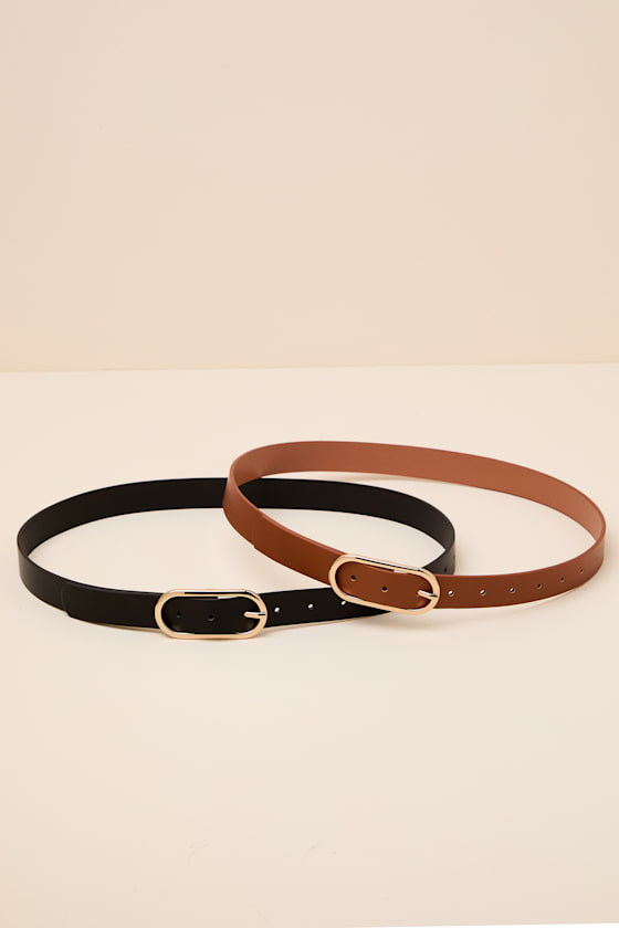 Buena Vista Black and Brown Two-Piece Belt Set - thumbnail 5