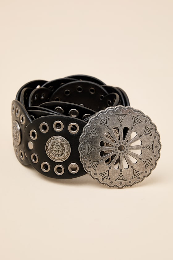 Emmylou Black Chunky Concho Belt - thumbnail 2