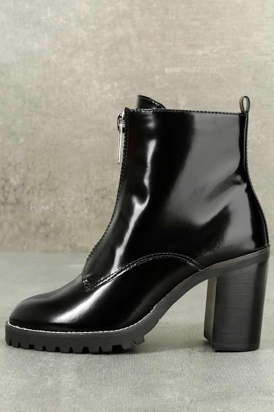 Jargon Black Leather Platform Booties 2